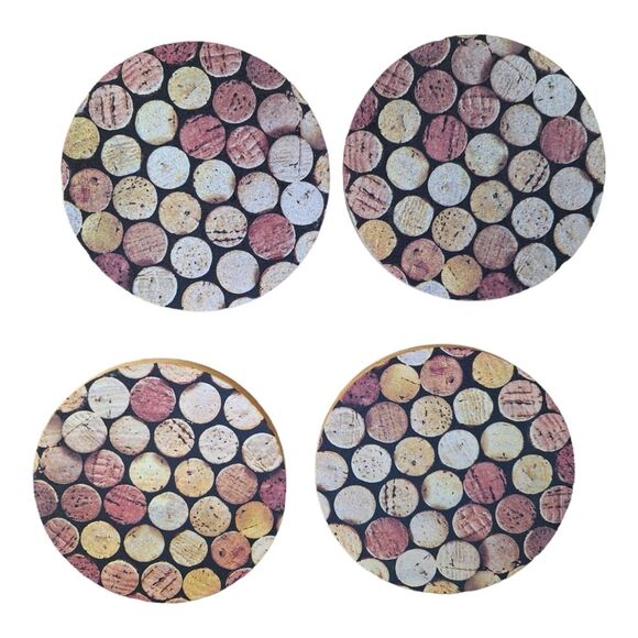 NIB Thirstystone Natural Sandstone Coasters 4 Piece Set Cork Circle Neutral USA - Picture 2 of 9